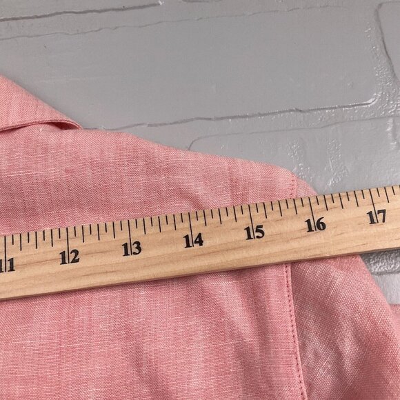 J. Jill Blouse Women Small Pink Embroidery Floral Shacket Linen Cottage Core - Picture 8 of 10